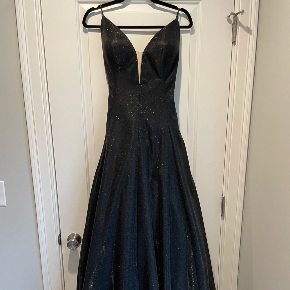 Tarik Ediz - 93690 Illusion Plunging Backless Sparkly Ballgown (hemmed)